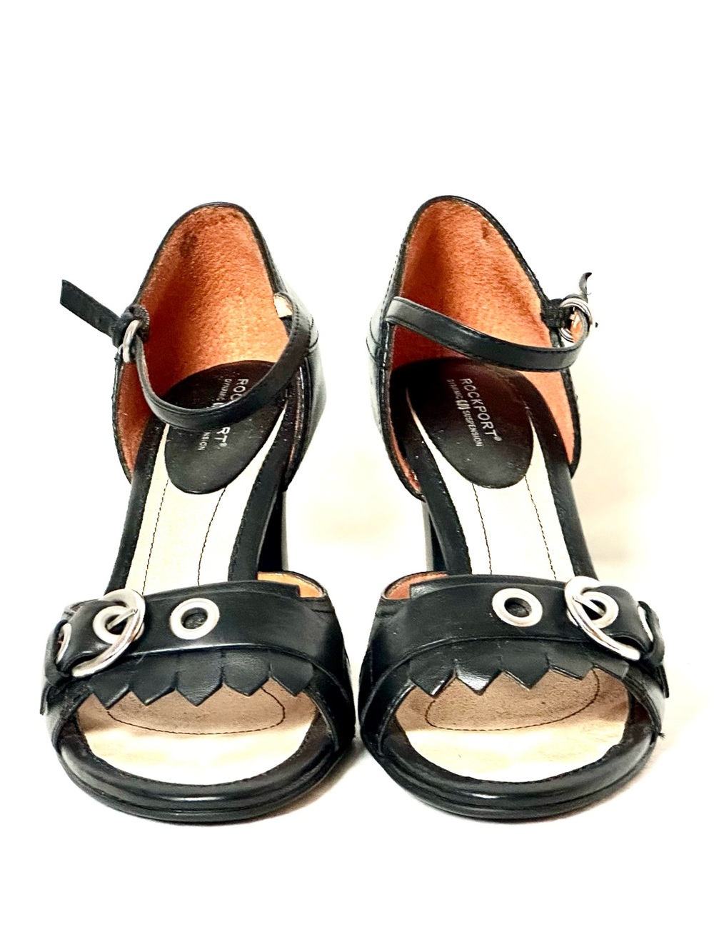 Rockport Open Toe Heels in Black Leather Size 8.5M - Picture 3 of 10